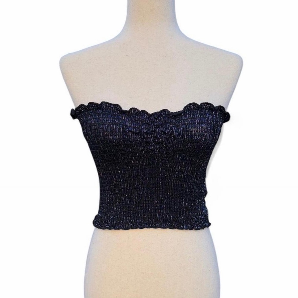 🪩Urban Outfitters Strapless Tube Top | Shimmery Blue Crop Top